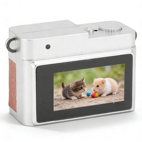 Dpofirs 128GB Vintage Digitalkamera, 1080P FHD Vlogging Kamera mit 0,96 Zoll Display, Keychain Camera Tragbarer Micro-Video-Camcorder für Studienaufnahmen auf Reisen, Eingebaut in 4 Filtern