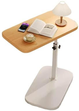 Mesa auxiliar de sofá en forma de C – Mesita de noche de altura ajustable con bandeja giratoria de 360°, escritorio plegable para laptop para sofá y espacios pequeños