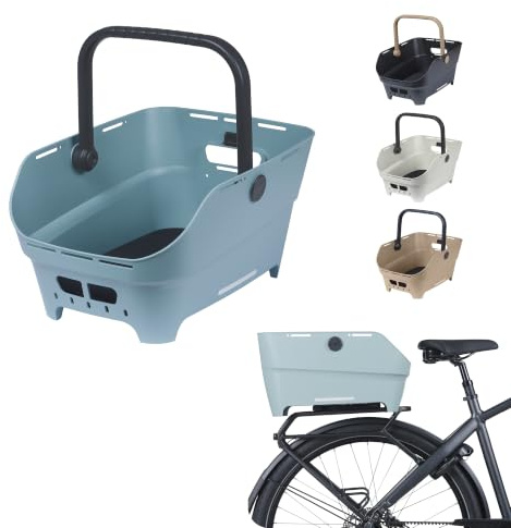 Basil Cento Neo MIK Fahrradkorb Gepäckträger hinten – 21L – aus Recyceltem Kunststoff – Reflektierend – 46.9x23.7x14.1 cm