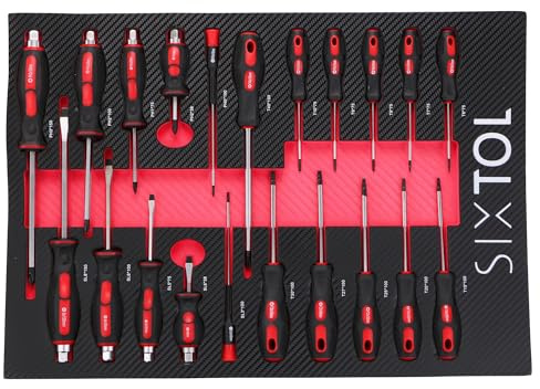 SIXTOL Mechanic Tool Tray 8 | Screwdriver Set 21pcs | EVA Tool Tray | Workshop Trolley Module