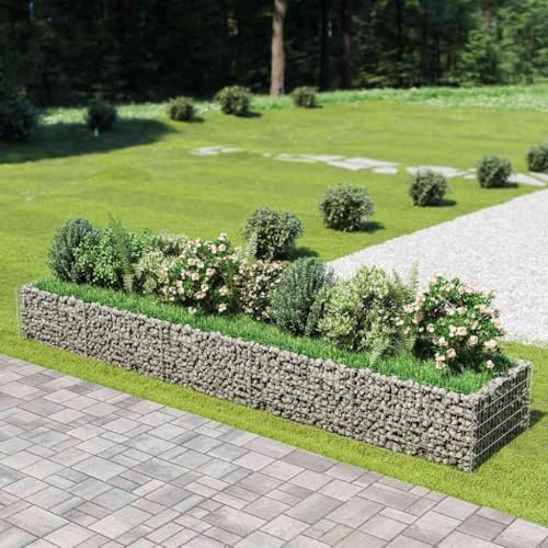 Gabionen-Hochbeet aus verzinktem Stahl, 450x90x50 cm, Robustes Metall für Garten und Outdoor, großes Pflanzgefäß