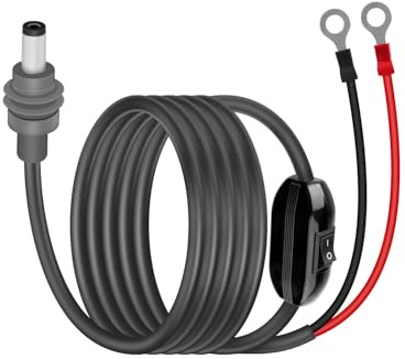 YANBORONSN 18AWG Mini DC5521 to 8mm O Ring Charging Extension Cable with On/Off Switch,8mm O Ring Terminal to Mini DC 5.5 X 2.1 Charging Cable for LED Lights,Cameras,Car Batteries(3M)