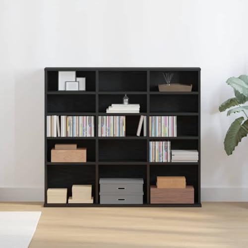 THOYTOUI Modern & Organisierter CD-Schrank Holzwerkstoff - Mediaaufbewahrung mit Stauraum (100 x 23 x 89.5 cm) für Wohnzimmer und Arbeitszimmer