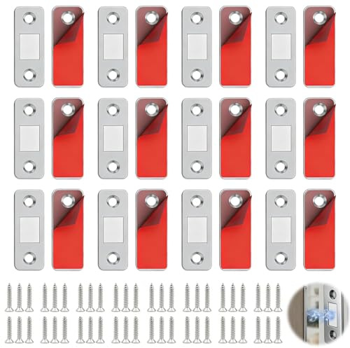 12 Paquets Aimant Porte Placard Loqueteau Magnétique Ultra Fin avec Adhésif | Magnétiques Puissant Aimant de Porte Placard Cuisine Loquet pour Porte Coulissante Tiroirs Fenêtre Armoire