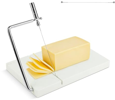 Komforbaa Marble Cheese Slicer, Adjustable Tension Cheese Cutter with Anti-Bending Wire, Quick Wire Replacement & Extra Wires, Multi-Functional for Butter/Soap