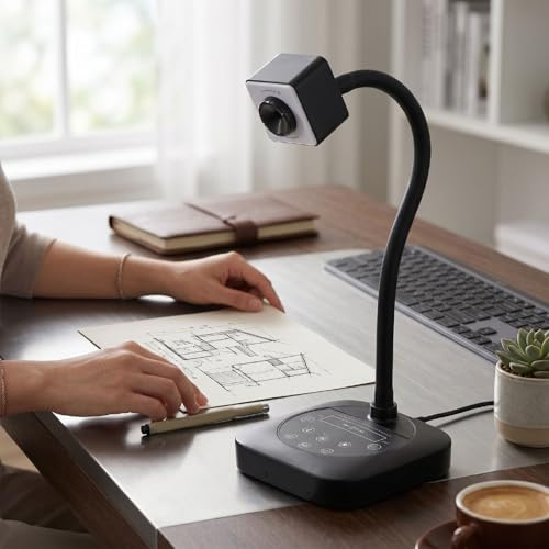 Zunate 4K-dokumentkamera med Dubbla Mikrofoner Bärbar Design för Fjärrinlärning USB-anslutning Svart