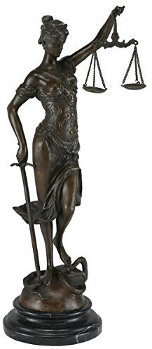 Decobay.eu Statue Bronze Justitia Symbol Figur Sinnbild Gerechtigkeit Skulptur Kanzlei Gericht Anwalt Richter 40 cm