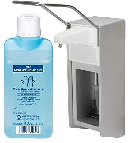 Medi-Inn Wandspender Eurospender Aluminium gebürstet 500 ml Langer Armhebel + Bode Sterillium Classic Pure 500 ml