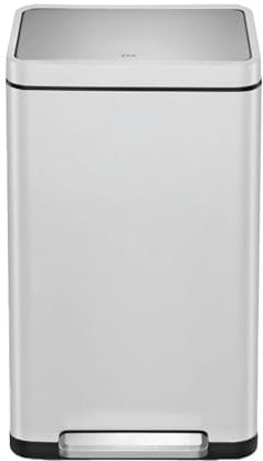 EKO X Cube Kitchen Bin 30L Stainless Steel, Fingerprint-resistant Pedal Bin, Soft Close Waste Disposal Dustbin with Removable Inner Bucket, Deodoriser & Silicone Seal, Brushed Stainless Steel