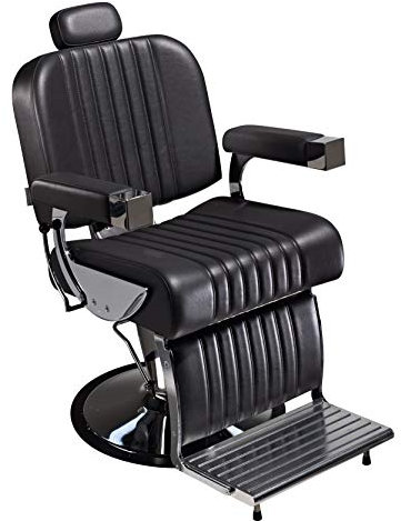 Salon Ambience Professioneller Barberstuhl Friseurstuhl mit Bodenplatte Vintage, schwarz