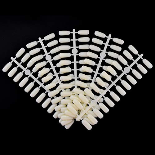 120 Tips/pack Square Natural Color Flat Practice False Nail Tips for Professional Nail Gel Polish Board Display Book Chart Nail art Salon, HJ-NDB019……