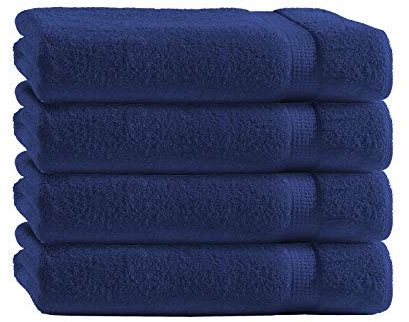 Class Home Collection Frottee Handtücher 50x100 cm – 4er Set Handtuch – Besonders weiche & saugfähige Handtücher aus 100% Baumwolle mit Aufhänger – Navy