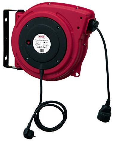 ELMAG Kabelaufroller EUROREEL ELECTRIC 20/230 | 20 m | 3x1,5 mm² | 230 V | Überlastschutz | Schwenkbar | Kabeltrommel