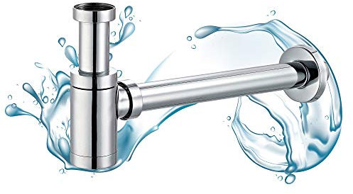 Starbath Plus - Waschtischsiphon - Chrom - Universalablauf ideal für Waschbecken in Badezimmern und Toiletten - Verchromtes Ventil und elegantes Design