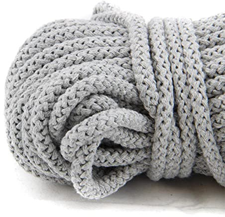 NTS-Nähtechnik Baumwohlkordel 8mm | Farb und Längenauswahl | 100% Baumwolle | mit Polyester Kern | (hellgrau, 50m)