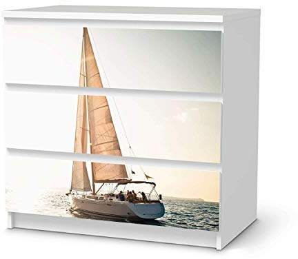Möbeltattoo passend für IKEA Malm Kommode 3 Schubladen I Möbeldekoration - Möbel-Aufkleber Folie Tattoo I Deko DIY für Schlafzimmer, Wohnzimmer - Design: Freedom