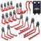3-H Crochet Mural Garage 20PC, Rangement Garage,Crochet Mural en Acier Avec 3 Soudures au Lieu de 2 Plus Fortes pour Êchelle,Vélos,Tuyaux,Outils électriques(Rouge)