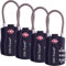 OW-Travel Kabelschloss 3 Stellig Zahlenschloss Kofferschloss Vorhängeschloss Gepäckschloss Sicherheitsschloss TSA Lock Cable USA Schloss Zahlencode für Reisekoffer Spind Rucksack Luggage:4 Schwarz
