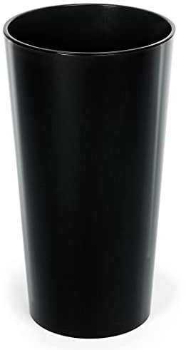 Blumenkübel Rund Hochglanz Slim Blumentopf mit Herausnehmbaren Einsatz Größe L/DxH: 25 x 46,5 cm Schwarz