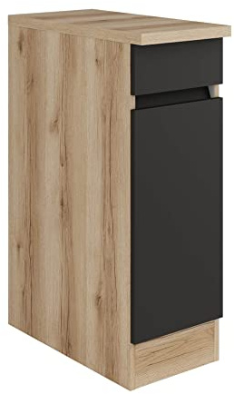 Küchen Unterschrank mit Arbeitsplatte Noah U306-0+ in anthrazit 30 cm breit