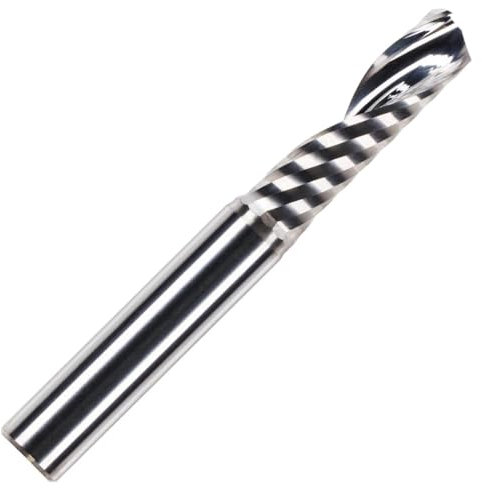 Rennie Tools 1/4 x 22mm Flute x 1/4 Shank Solid Carbide Single Flute Spiral Router Cutter Bit End Mill for ACM, Aluminium, PVC, Acrylic and Hard Woods. (6.35mm) 1/4 Router Bit