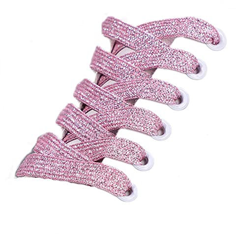 GIVBRO Lacets de chaussures à paillettes tressés plats - Accessoires de chaussures pour chaussures de marche décontractées - Décoration de baskets - Rose - 120 cm