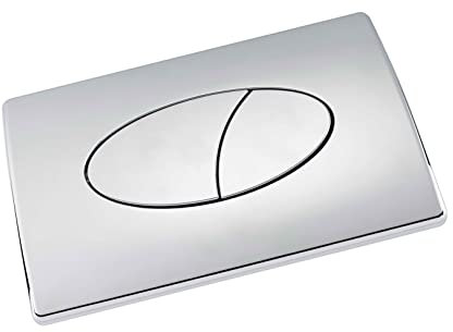 Excel Home Toilet Flush Button Replacement - Dual Button Toilet Flush Plates - Pneumatic Technology - Fingerprint Resistant Compatible with Air Houses - Oval Push Button Design (Chrome)
