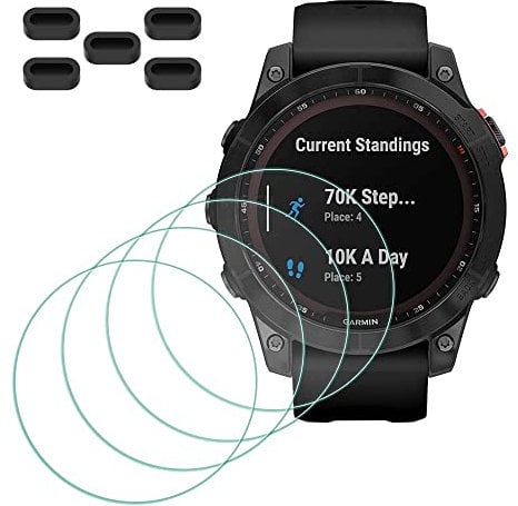 MTHGH Schutzfolie für Garmin fenix 7/7 Sapphire Solar Smartwatch Displayschutzfolie [4 Stück] + Anti-Staub-Stecker 5 Stück, Glas 9H Härte Anti-Kratzer Blasenfreie Ultradünne Panzerfolie