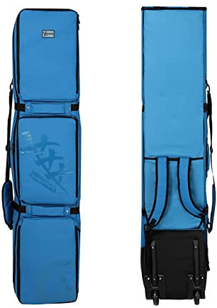Einzel-/Doppel-Snowboardtasche für 2 Skisätze, tragbare, gepolsterte Skitasche mit großem Fassungsvermögen, Rad und 3 Aufbewahrungsfächern, für Autoreisen und Flugreisen,B