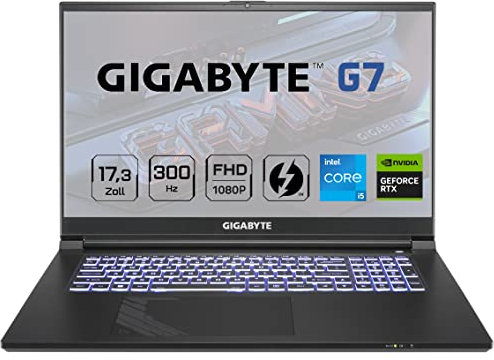 GIGABYTE G7 Gaming Laptop Intel Core i5 12500H GeForce RTX 3060 17.3 Zoll 300Hz Display G7 KE - 52DE414SD