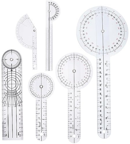 ULTECHNOVO 6 Pezzi Goniometro Fisioterapia, Righello Angolare Set Di Goniometri 360 Gradi 12 8 6 Pollici Righello Dell'angolo Goniometro Spinale Goniometro Osseo per fisioterapia, fisioterapia e tera