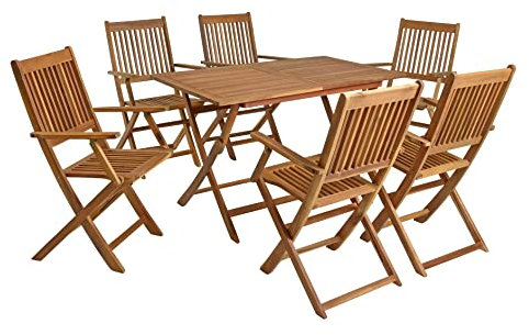 ESTEXO Gartenmöbel Set Sitzgruppe Gartentisch Eckig 6 Stühle mit Armlehne Sitzgarnitur