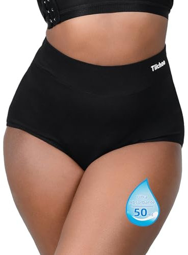 TIICHOO Periodenunterschwäsche Starke Blutung Hohe Taille Menstruationsunterwäsche Periodenslip 1er Pack (40, Schwarz)
