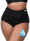 TIICHOO Periodenunterschwäsche Starke Blutung Hohe Taille Menstruationsunterwäsche Periodenslip 1er Pack (40, Schwarz)