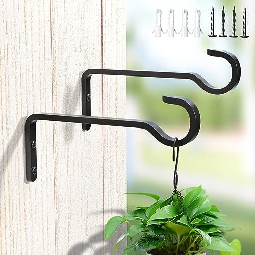 saffruff Pack de 2 ganchos de pared de 14,5 cm para macetas, soporte para macetas, soporte para plantas colgantes de hierro para colgar plantas al aire libre, gancho de pared para plantas