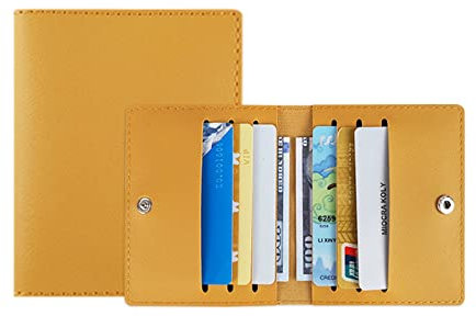 Plumdrop Porte-cartes de crédit pour carte d'identité et de crédit - Ultra fin - En polyuréthane - Multi-fentes - Tendance - Pour homme et femme - Avec boucle, jaune