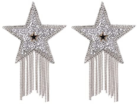 Naimo Damen Nippel Cover Strass Brustwarzenabdeckung Selbstklebend Wiederverwendbare Nippelpads Brust Pasties Stern Nippelabdeckung mit Quasten