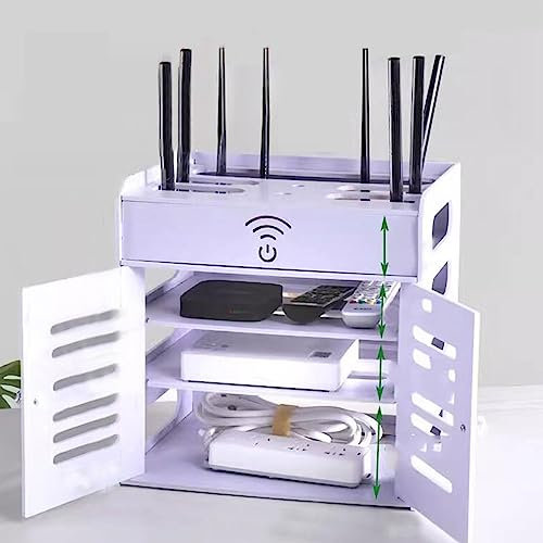 PPGE Home Box Internet,BoîTes De Rangement De Routeur WiFi, TV DéCodeur BoîTe De Rangement Murale, Rack De Stockage De Décodeur De TéLécommande Multicouche De Bureau (Size:33×24.5×32cm)