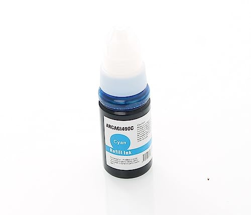 ABC Kompatible Nachfüllflasche Tinte für Canon GI-490 Cyan für Pixma G1400 G1411 G2200 G2400 G2411 G3200 G3400 G3411