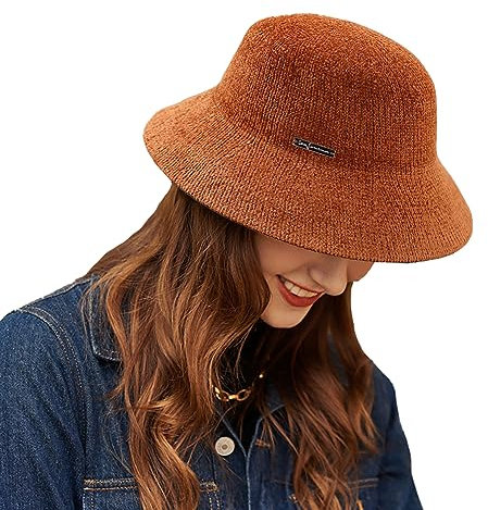SJTJSPX Chapeau Bob en Laine Tricotée Chapeau de Pêcheur Automne Hiver Chapeau de Bassin Casquette Hat Femmes Filles Chapeau de Melon Vintage Chapeau de Seau Chapeau Cloche Voyage Chapeau de Seau