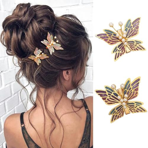 Vakkery Fermagli per capelli a forma di farfalla, eleganti accessori per capelli da donna (confezione da 2)