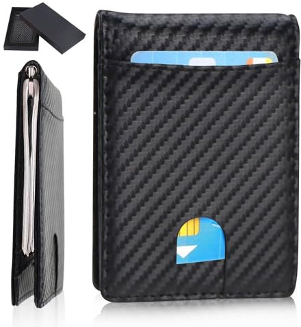 CHEVVY RFID Blocker Kartenhülle Slim Wallet mit Münzfach und Geldklammer Kreditkarten Etui Herren Kreditkartenetui RFID Schutz mit Schwarzen Geschenkbox