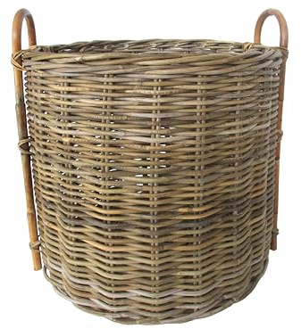 cesto vimini porta legna cm Ø 60 x H 55/65 intreccio in robusto giunco anche porta biancheria