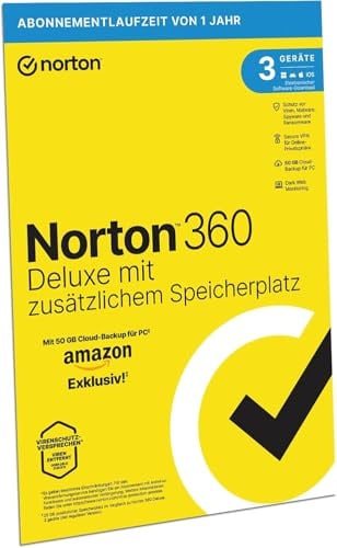 Norton 360 Premium Amazon Exklusiv* | Antivirus Software | 3 Geräte | 1 Jahr | Aktivierungscode in Originalverpackung
