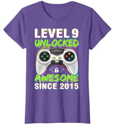 9 Years Old Gift Boy Level 9 Unlocked Awesome 2015 Birthday T-Shirt