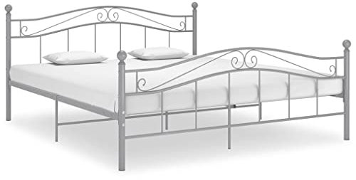 ZQQLVOO Bettgestell Familienbett Palettenbett Bett Grau Metall 140x200 cm