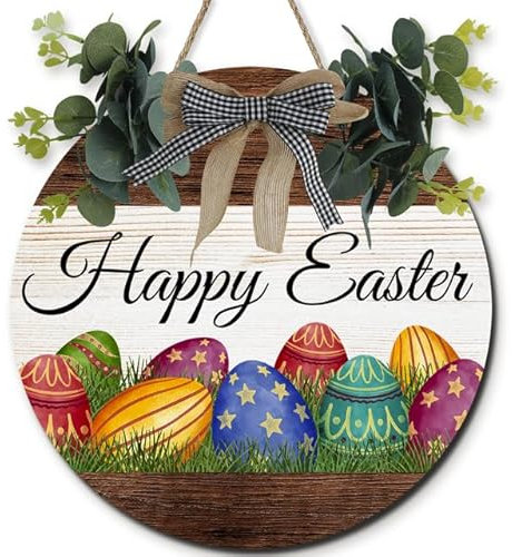 Horienteeon Oster-Türdekoration, Osterhasen-Türschild, 28 cm, Oster-Türschild, Frühlingsdekorationen für Wand, Zuhause, Fenster, Bauernhaus, Innen- und Außenbereich, Osterfrühlingsdekorationen