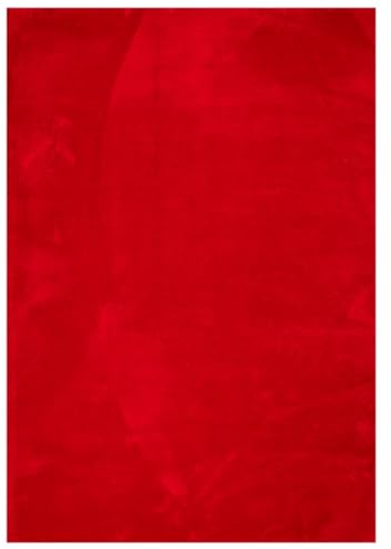 vidaXL Teppich, Wohnzimmerteppich Kurzflor Weich Waschbar, Moderner Teppich für Wohnzimmer Schlafzimmer, Flauschig Einfarbig rutschfest, Rot 140x200cm