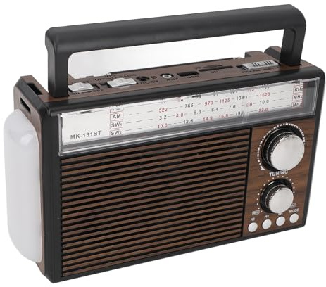 Tragbares Kurzwellen-Vintage-Radio mit Antenne und BT-Chip, Batteriebetrieben oder Wechselstrom, Großer Bluetooth-Lautsprecher für die Küche