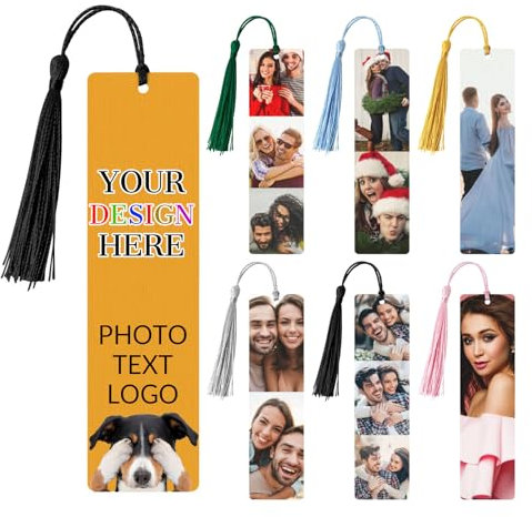 LLLGSH Personalisierte Foto Lesezeichen - Lesezeichen mit Quaste und Foto - Geschenk für Abschlussfeier, Jahrestag, Geburtstag, Valentinstag, etc. - Holz-Lesezeichen